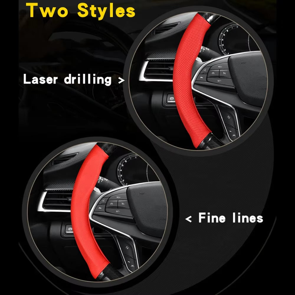 Universal Car Steering Wheel Cover Carbon Fiber Leather Three-Dimensional anti Slip, Timple and Fashionable Car Accessories