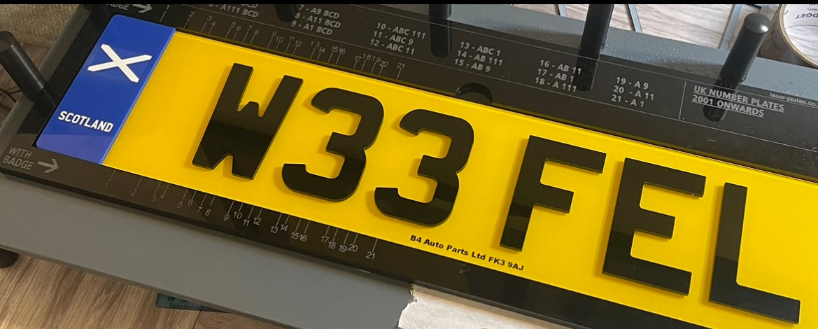 4D 3MM Number Plates - With Scotland Badge