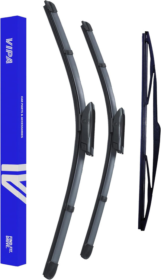 Premium Wiper Blade Set | Fits: RENAULT MEGANE Hatchback (Oct 2011 to Jan 2017) | All-Weather Performance | Durable, Streak-Free Windshield Wipers | Easy Installation