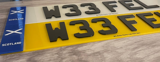 4D 3MM Number Plates - With Scotland Badge