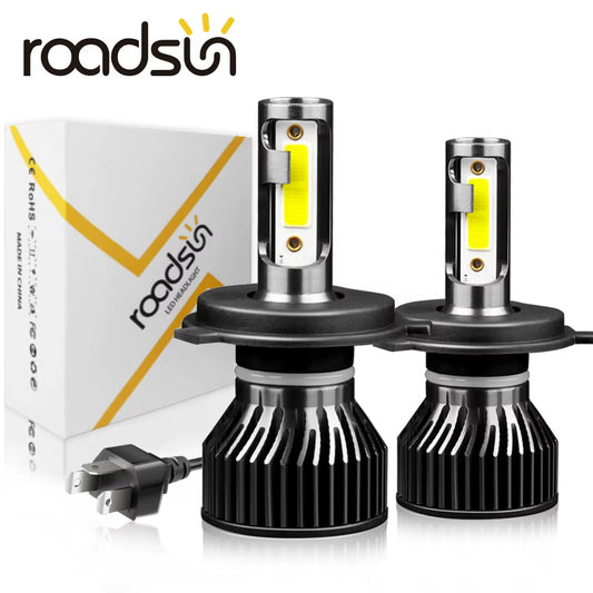 Roadsun Mini H4 H7 LED Car Headlight Bulb 12000LM 6000K H1 H3 H11 H13 9012 9005 HB3 9006 HB4 9007 Running Auto Fog Head Lamp