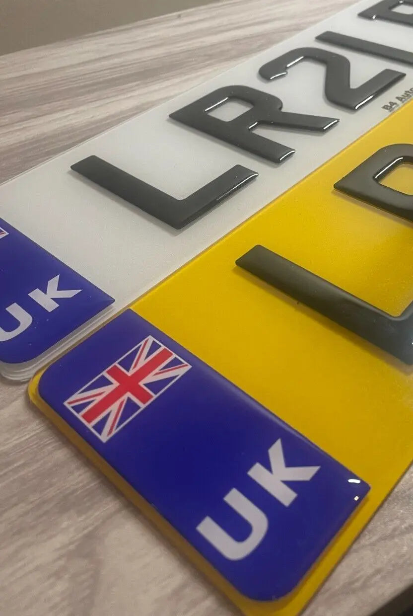 3D Gel Resin Number Plates, Pair, UK Road Legal, Gloss Black