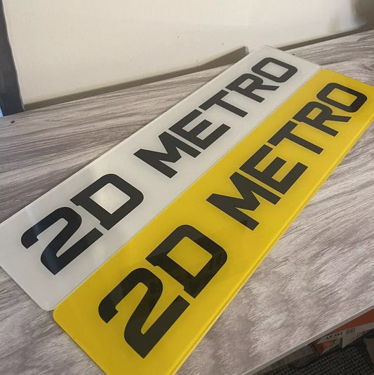 2D Metro Style Printed Number Plates, Show Use Only, Pair